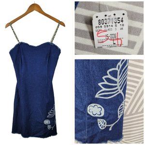 Vtg NEW 90s Denim Shirt Dress size Medium Large Stretch jean Grunge alt Sheath